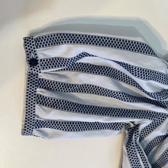 Zara Trafaluc Collection Off Shoulder Blouse Top XS NWT Navy Stripe Textured - Picture 4 of 10